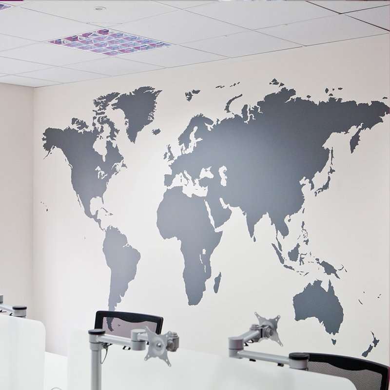Large Size Black World Map Office Home Decor Walling Shop